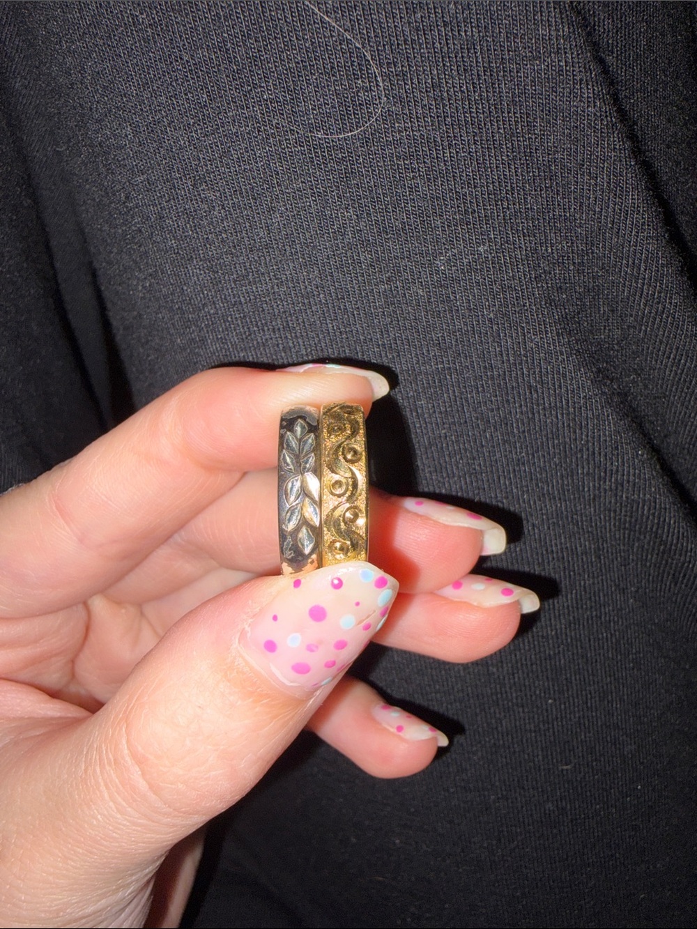 Simple Gold and Silver Stackable Rings - Minimalist Set - Picture 3 of 3